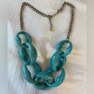 Loft Chunky Teal Plastic Link Statement Necklace‎